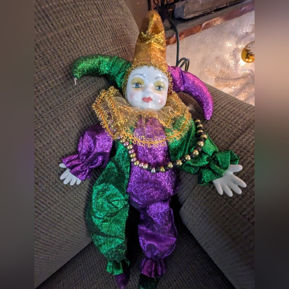 Colorful Jester Doll with Gold Hat